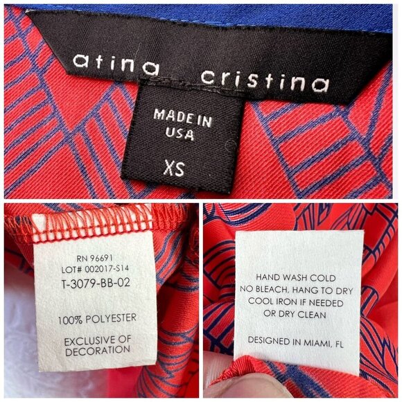 Atina Cristina Racerback Split Back Tank Top Orange Blue XS - Picture 3 of 9